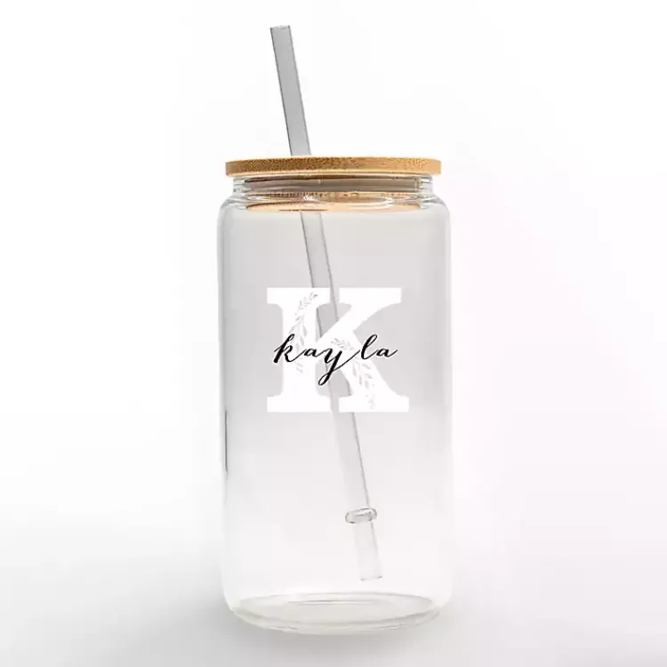 Kirklands Home Personalized Monogram K Floral Glass Cup Clearance