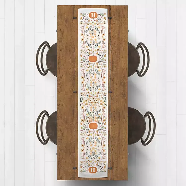 Fall>Kirklands Home Personalized Pumpkin Floral Table Runner, 90 in.