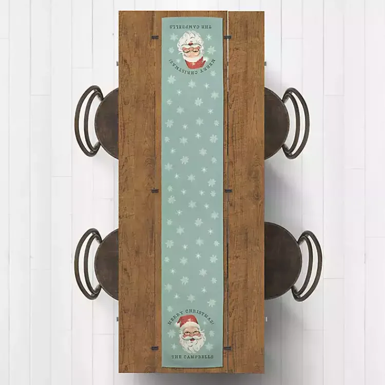 Christmas Dining & Entertaining>Kirklands Home Personalized Retro Santa Table Runner, 90 in. Blue