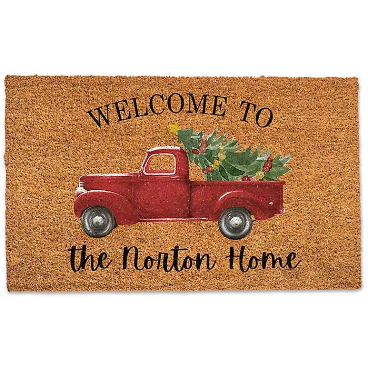 Outdoor Christmas Decorations>Kirklands Home Personalized Welcome Christmas Truck Doormat Tan