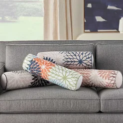 Kirklands Home and Beige Floral Outdoor Bolster Pillow Pink Best
