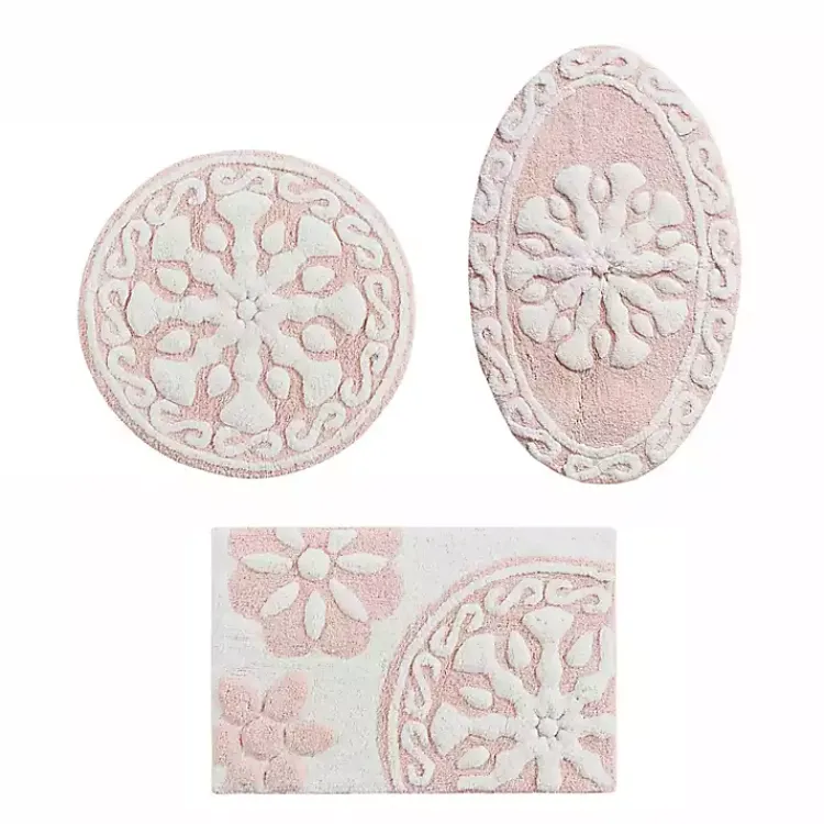 Kirklands Home Cotton Tufted Medallion Bath Mat, 25 in. Pink New
