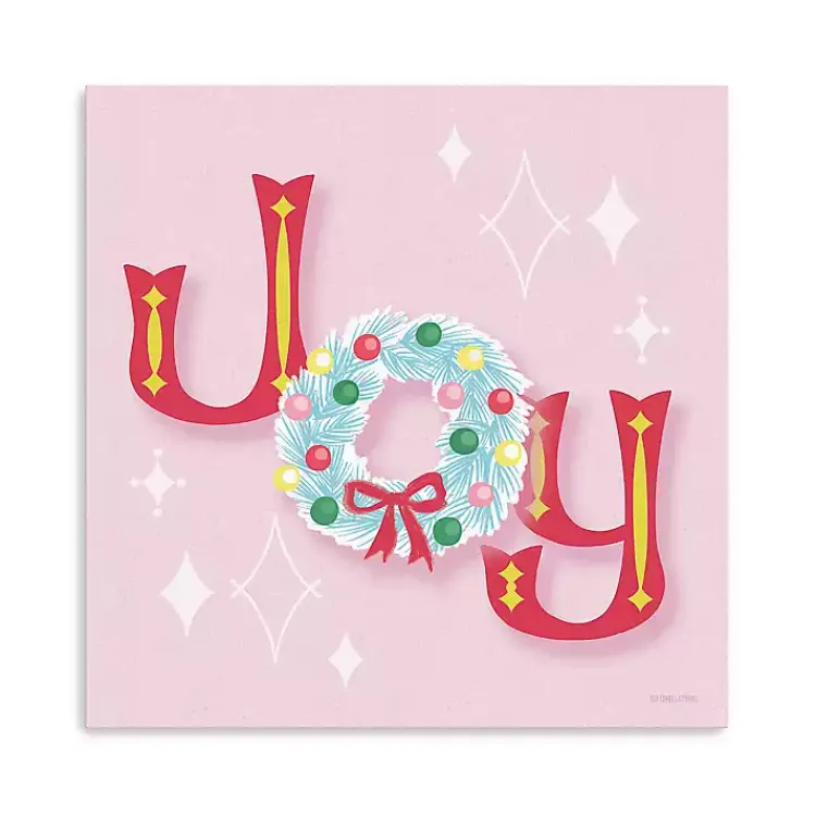 Christmas Art & Wall Decor>Kirklands Home Pink Joy Wreath Canvas Print
