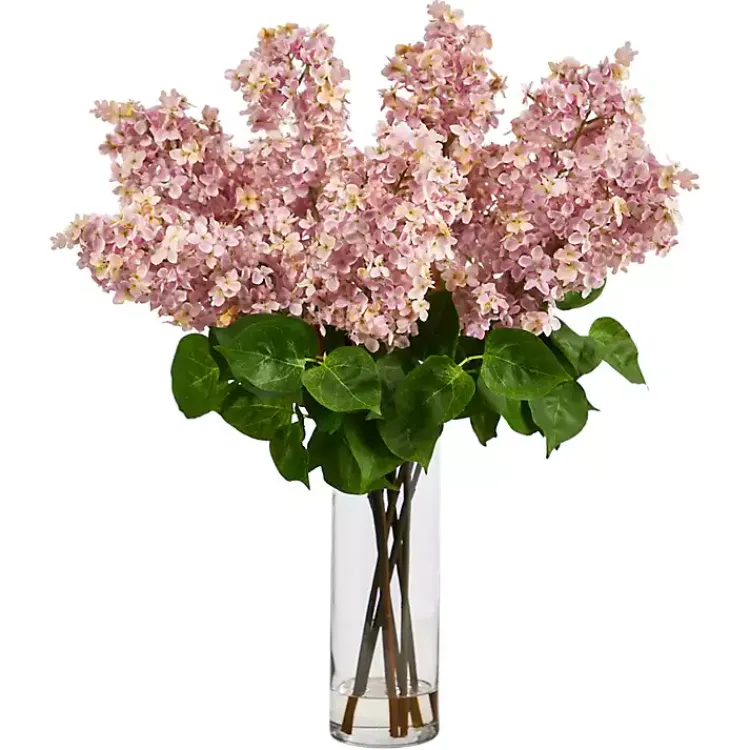 Arrangements & Greenery>Kirklands Home Lilac Arrangement in Glass Vase Pink