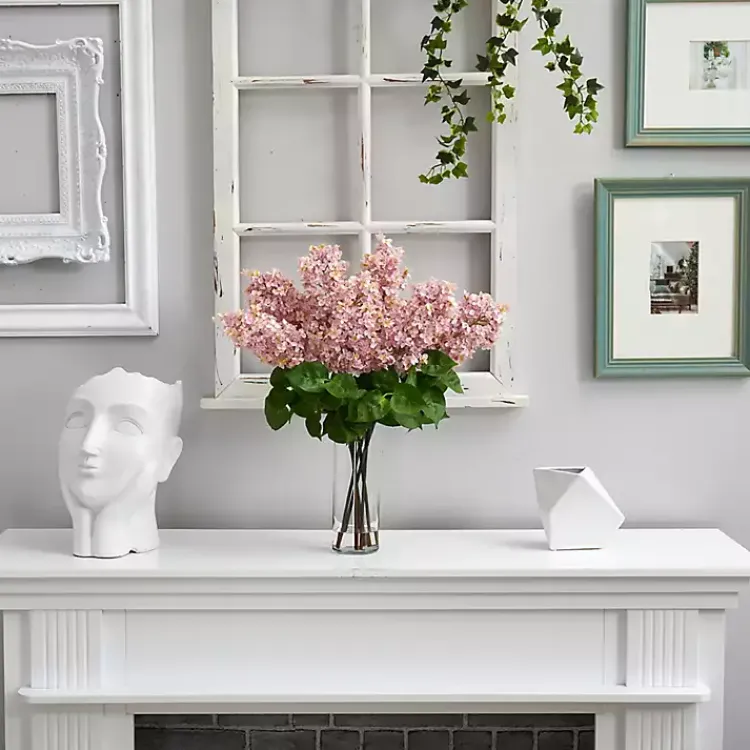 Arrangements & Greenery>Kirklands Home Lilac Arrangement in Glass Vase Pink