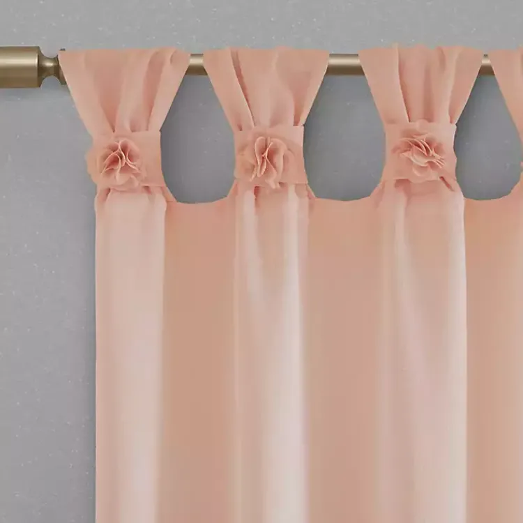 Kirklands Home Rosette Tab Top Curtain Panel, 63 in. Pink Outlet