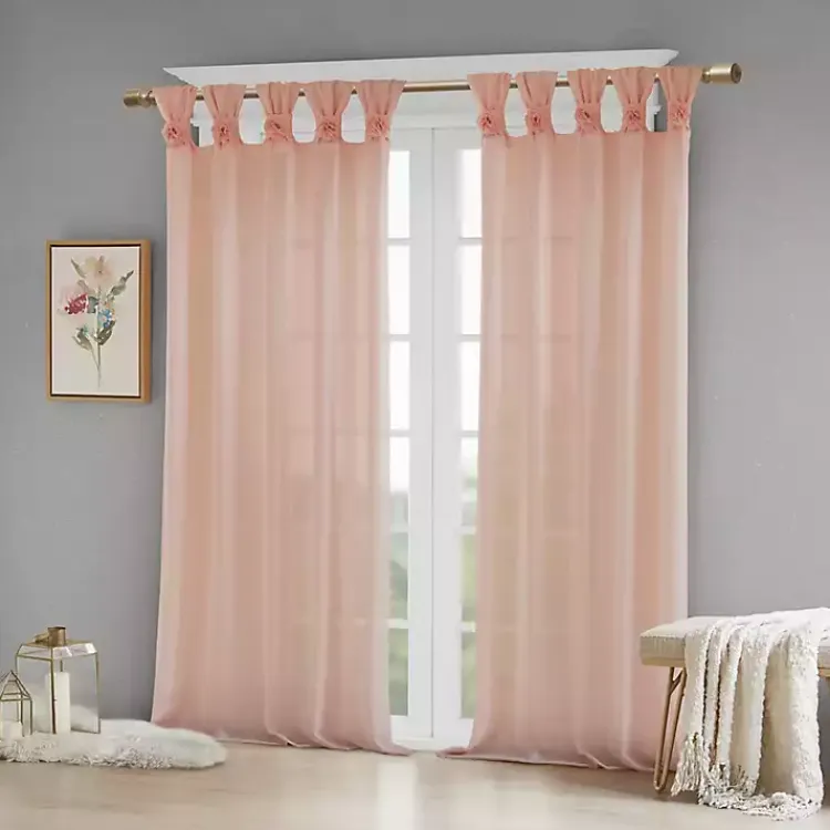 Kirklands Home Rosette Tab Top Curtain Panel, 84 in. Pink Discount