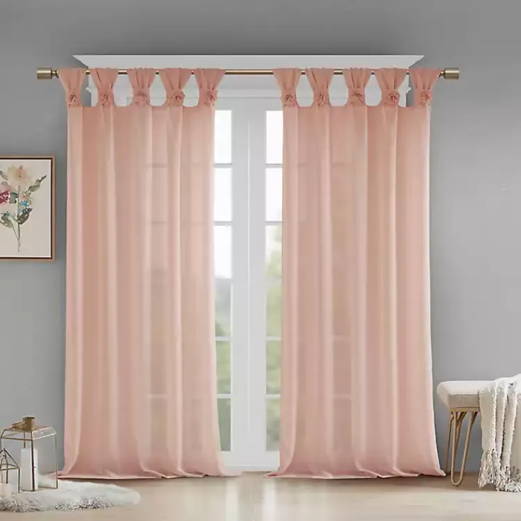Kirklands Home Rosette Tab Top Curtain Panel, 84 in. Pink Discount