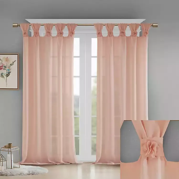 Kirklands Home Rosette Tab Top Curtain Panel, 84 in. Pink Discount