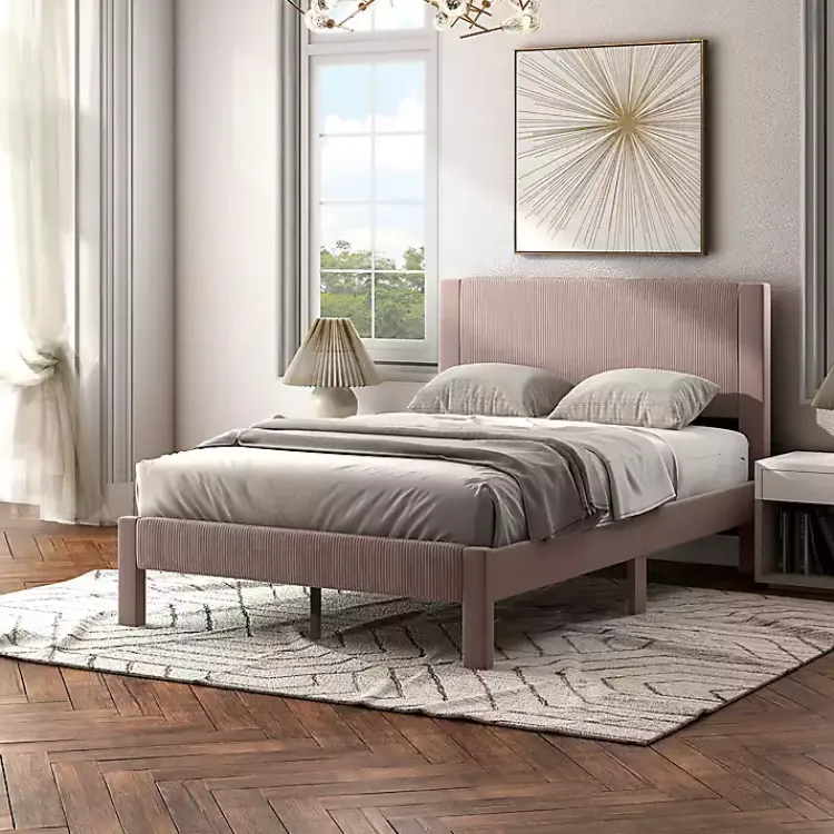 Kirklands Home Upholstered Dalia Queen Platform Bed Pink Best