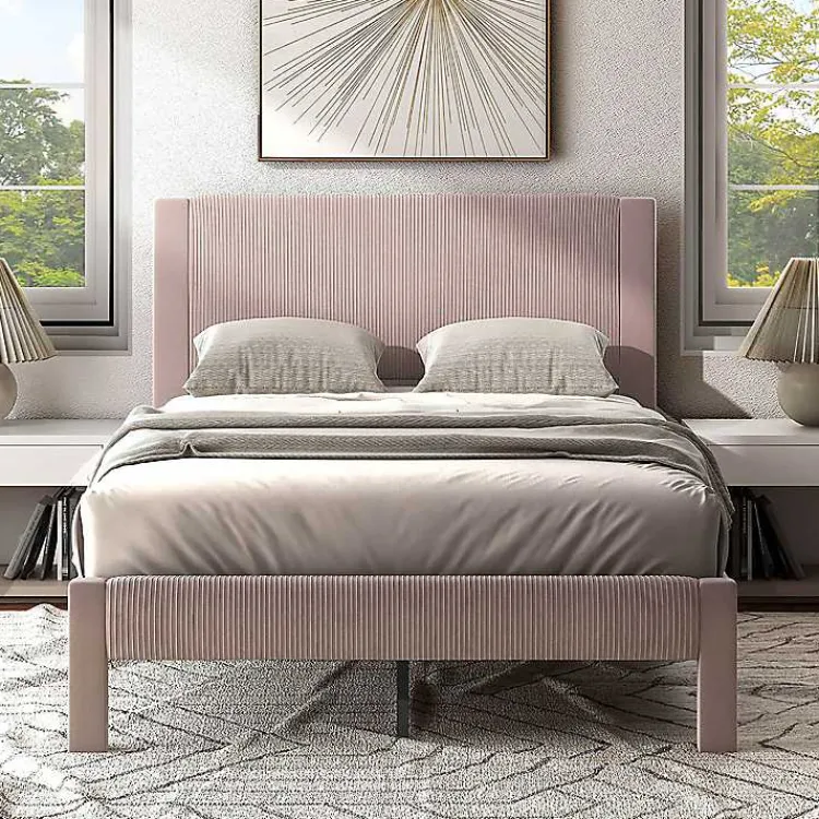 Kirklands Home Upholstered Dalia Queen Platform Bed Pink Best