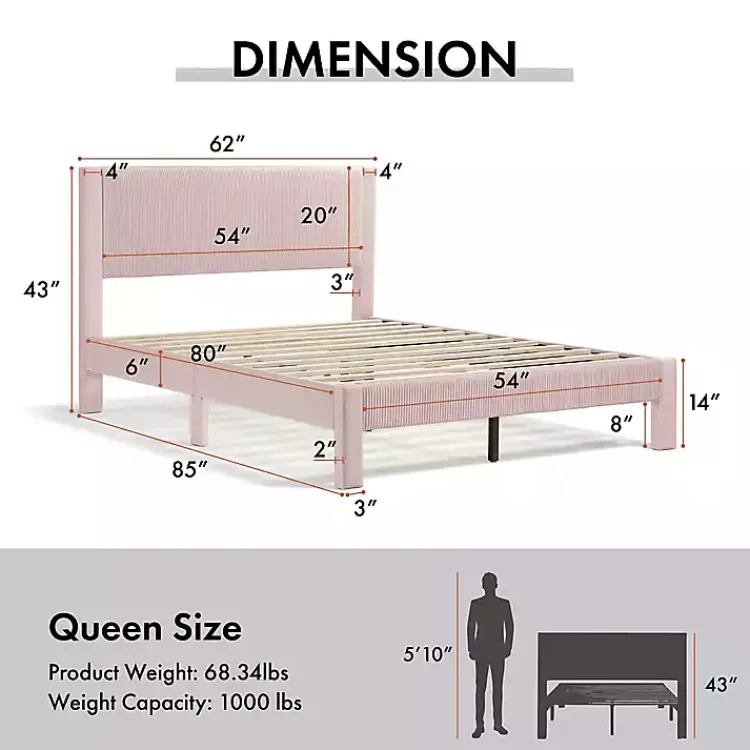 Kirklands Home Upholstered Dalia Queen Platform Bed Pink Best