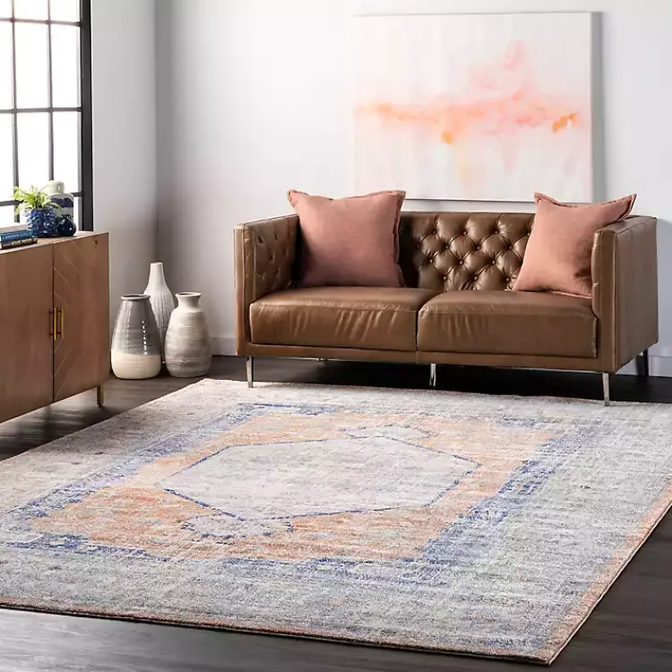 Kirklands Home Pink Vintage Floral Print Area Rug, 5x7 Hot