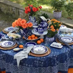 Kirklands Home Pip Vintage Blue Floral Serving Bowl Outlet