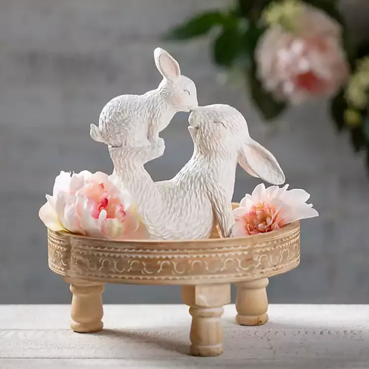 Easter Decorations>Kirklands Home Playful Easter Bunny and Baby Figurine White