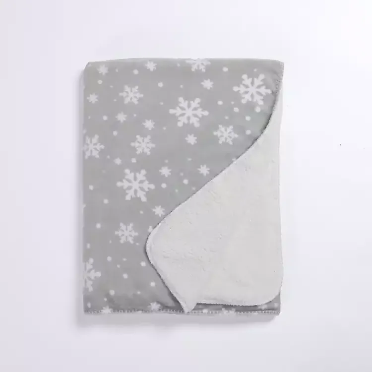 Blankets & Throws>Kirklands Home Plush Snowflake Sherpa Throw