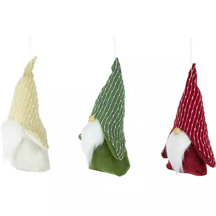 Christmas Decorations>Kirklands Home Plush Striped Hat Gnomes, Set of 3