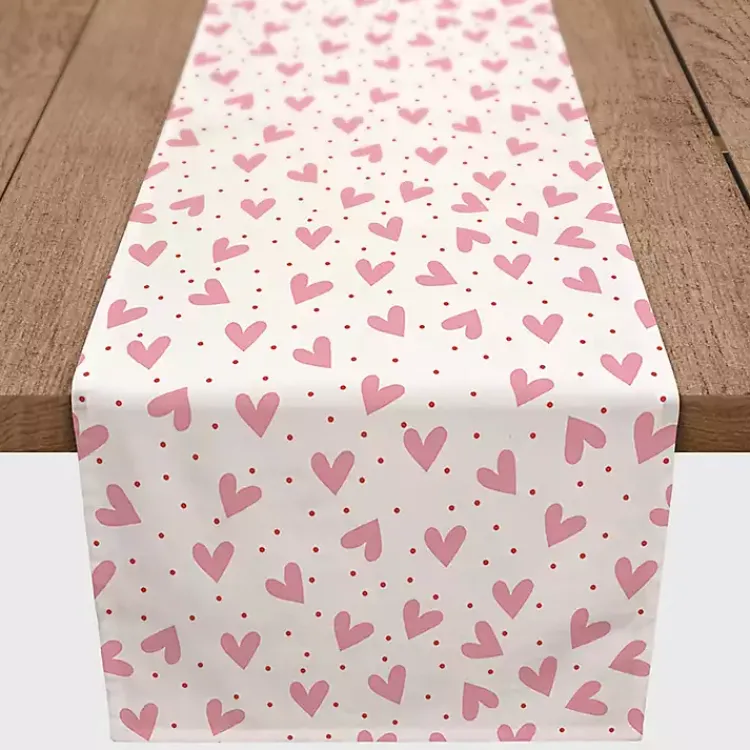 Kirklands Home Polka Dot Hearts Table Runner, 90 in. New