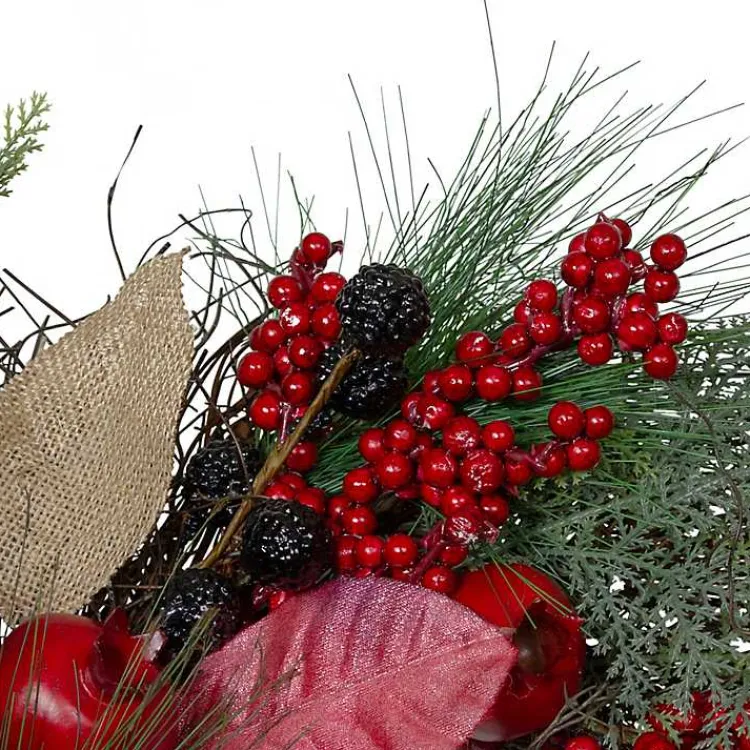 Fall>Kirklands Home Pomegranate Berry Burlap Harvest Wreath