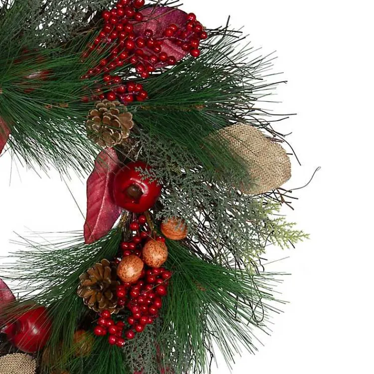 Fall>Kirklands Home Pomegranate Berry Burlap Harvest Wreath