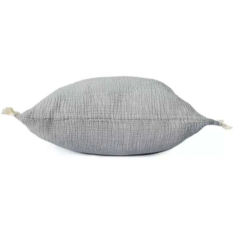 Pillows>Kirklands Home Powder Gauze Organic Fringe Throw Pillow Blue