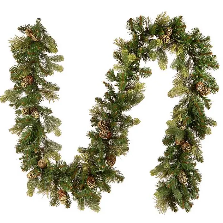 Christmas Arrangements & Garland>Kirklands Home Pre-Lit Carolina Pine Christmas Garland, 9 ft.