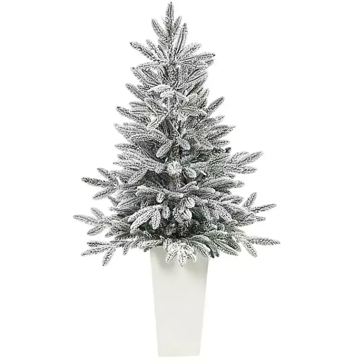 Christmas Trees>Kirklands Home Pre-Lit Manchester Spruce in White Planter, 44 in.