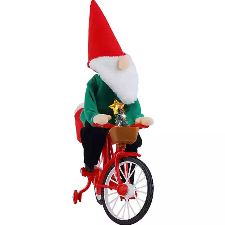 Christmas Decorations>Kirklands Home Pre-Lit Moving Christmas Gnome Bicycle Figurine