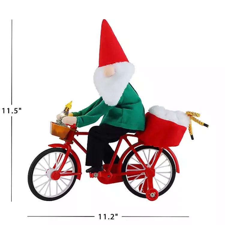 Christmas Decorations>Kirklands Home Pre-Lit Moving Christmas Gnome Bicycle Figurine