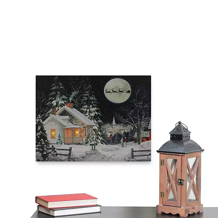 Christmas Art & Wall Decor>Kirklands Home Pre-Lit Snowy Winter Village Canvas Art Print