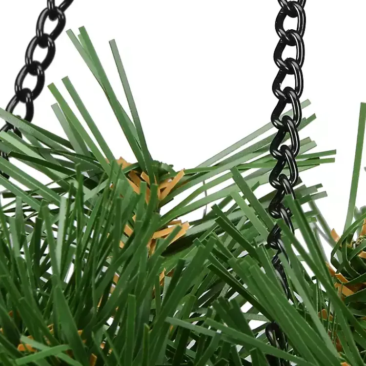 Christmas Arrangements & Garland>Kirklands Home Pre-Lit Tiffany Fir Christmas Hanging Basket Green