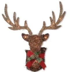 Christmas Art & Wall Decor>Kirklands Home Pre-Lit Vine Head Stag Plaque Brown