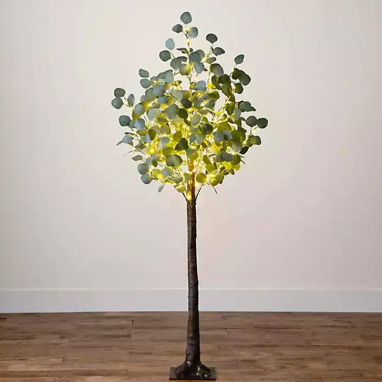 Trees & Topiaries>Kirklands Home Pre-Lit Warm LED Eucalyptus Plant, 5 ft.