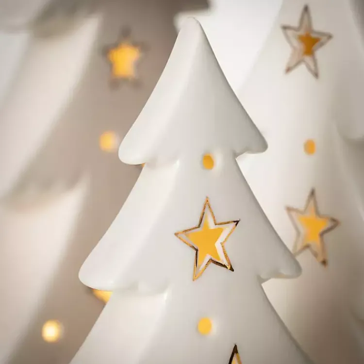 Christmas Decorations>Kirklands Home Pre-Lit Porcelain Tree Statues, Set of 3 White