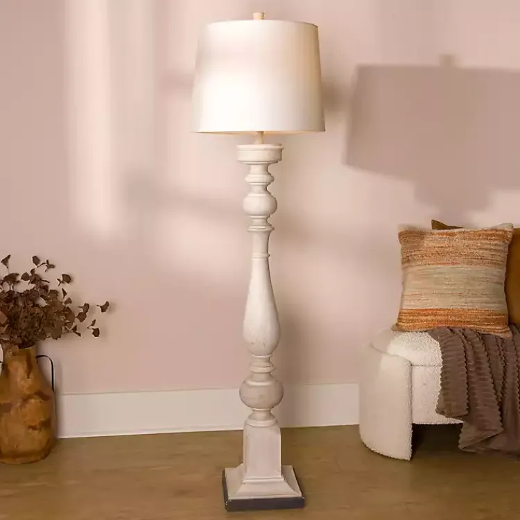 Kirklands Home Prussia White Floor Lamp Ivory