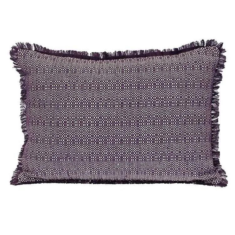 Pillows>Kirklands Home Woven Stripes Fringe Lumbar Pillow Purple