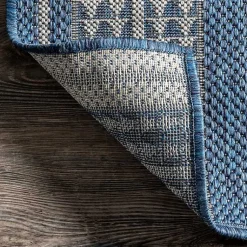 Kirklands Home Raina Blue Tribal Zig Zag Outdoor Rug, 5x8 New