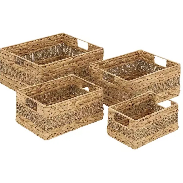 Baskets & Boxes>Kirklands Home Rectangular Baskets with Metal Handles, Set of 4 Brown