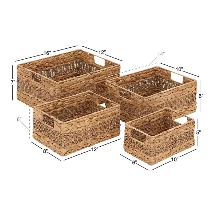 Baskets & Boxes>Kirklands Home Rectangular Baskets with Metal Handles, Set of 4 Brown