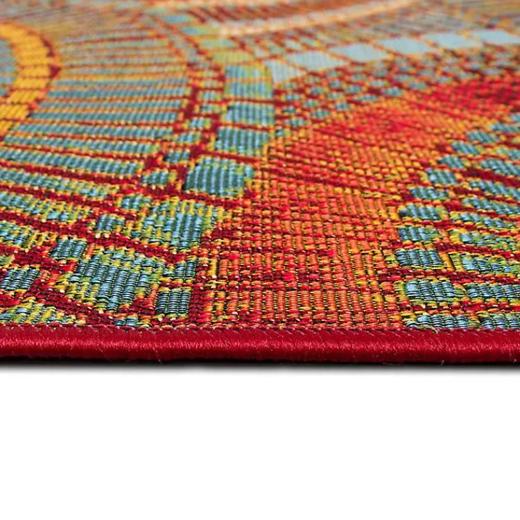 Kirklands Home Red & Blue Circles Indoor/Outdoor Rug, 3x4 Clearance