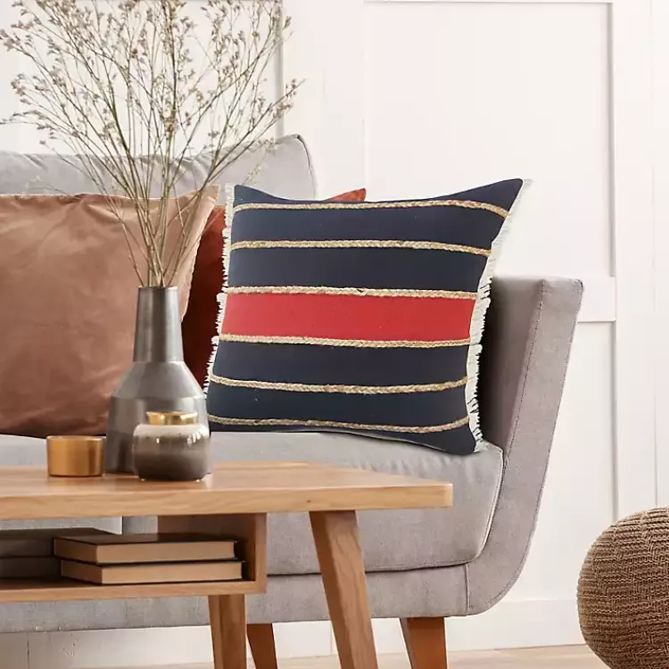 Pillows>Kirklands Home Red & Navy Nautical Rope Throw Pillow, 24x24