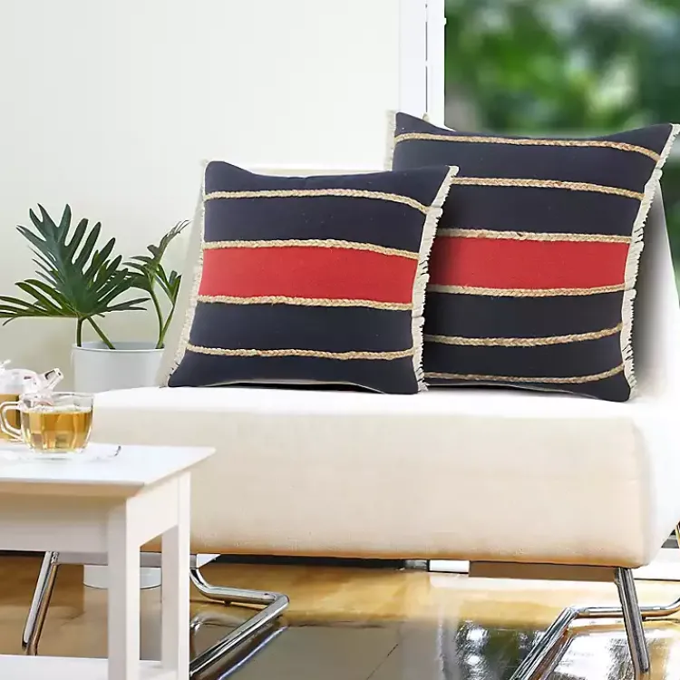 Pillows>Kirklands Home Red & Navy Nautical Rope Throw Pillow, 24x24