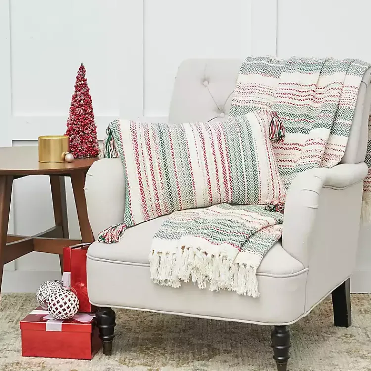 Blankets & Throws>Kirklands Home Red and Green Nordic Stripe Throw