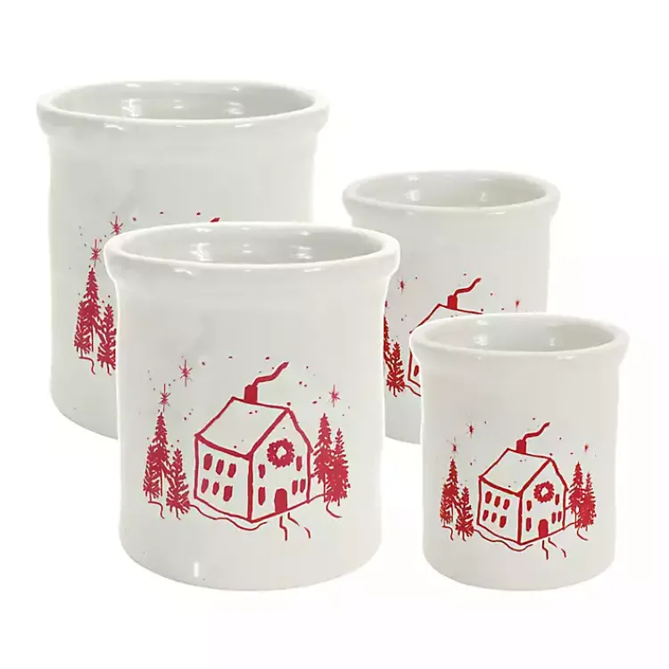 Kirklands Home Red and White Holiday Home Crock Hot