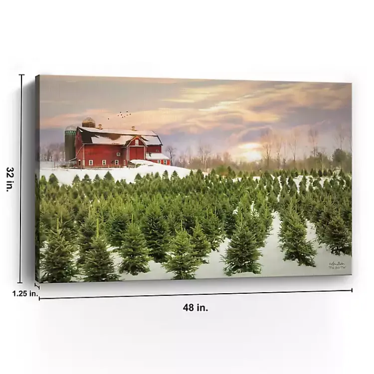 Christmas Art & Wall Decor>Kirklands Home Red Barn and Christmas Tree Farm Canvas Art Print