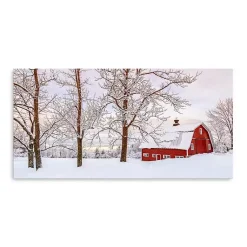 Christmas Art & Wall Decor>Kirklands Home Red Barn Winter Wonderland Canvas Print, 60x30 in.