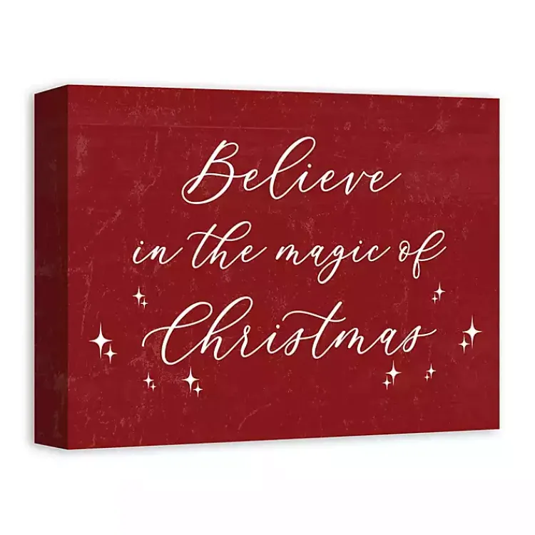 Christmas Art & Wall Decor>Kirklands Home Red Believe Magic of Christmas Canvas Wall Plaque