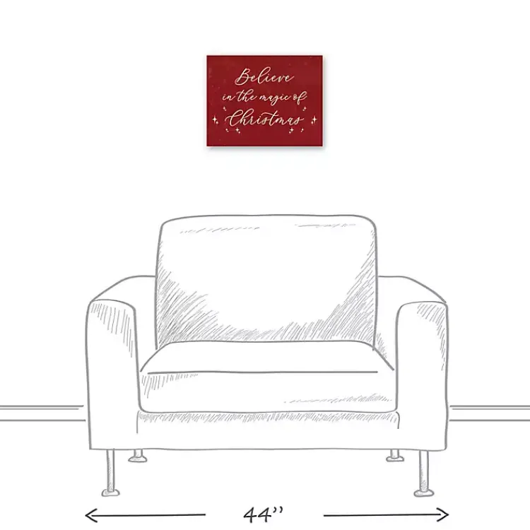 Christmas Art & Wall Decor>Kirklands Home Red Believe Magic of Christmas Canvas Wall Plaque