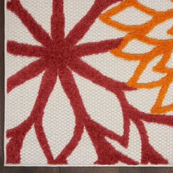 Kirklands Home Red Floral Burst Outdoor Area Rug, 7x10 Outlet