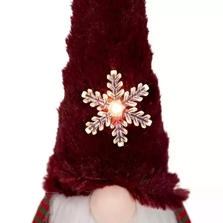 Christmas Decorations>Kirklands Home Gnome with LED Snowflake Red
